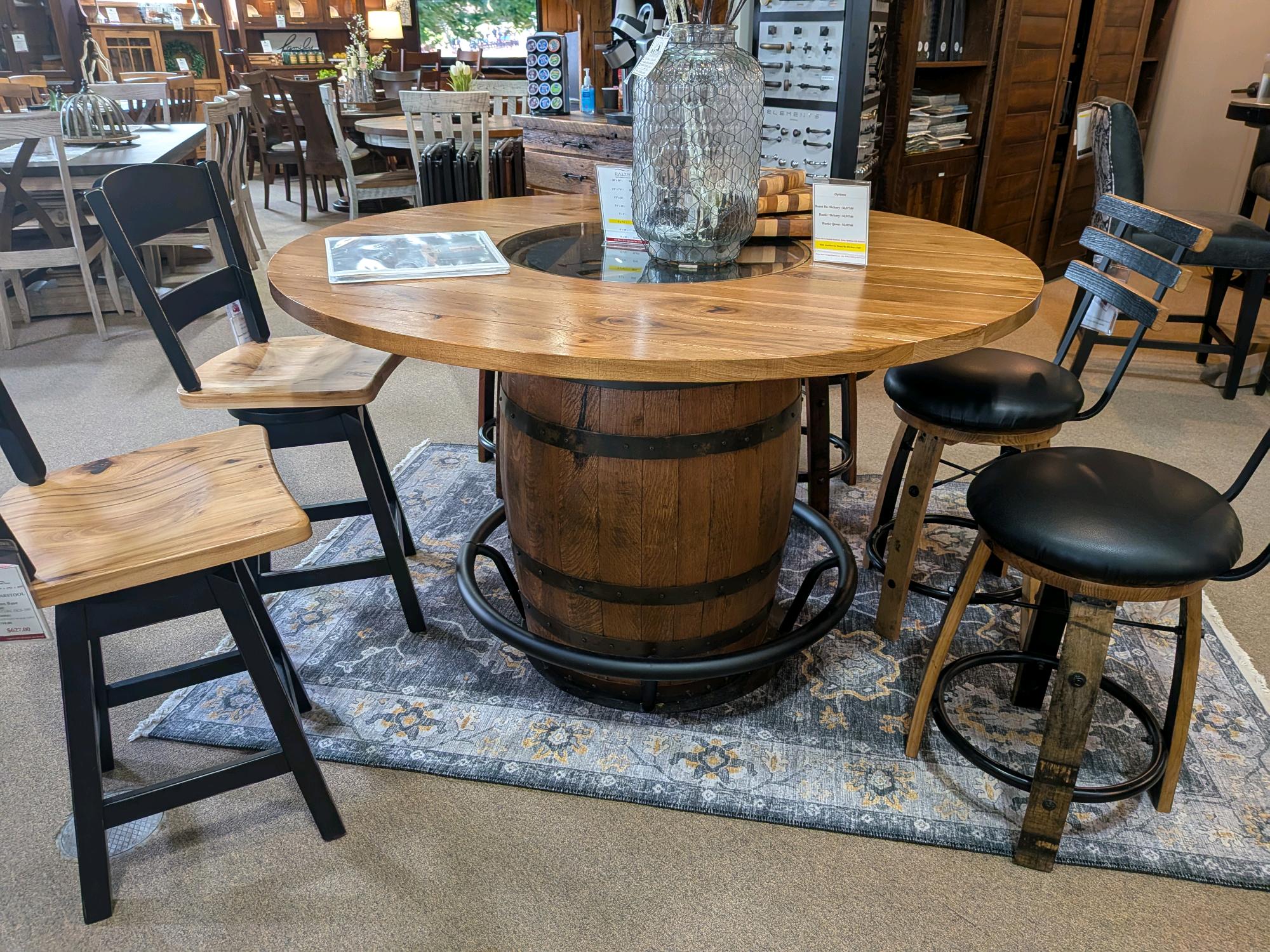 154-A LOU | Whiskey Barrel Table